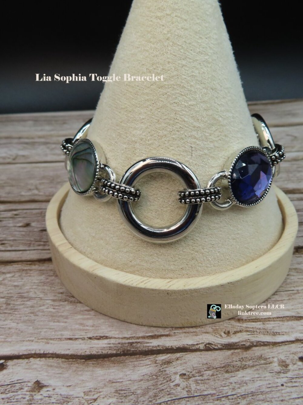 Lia Sophia Purple & Abalone shell Silver Tone Toggle Bracelet
